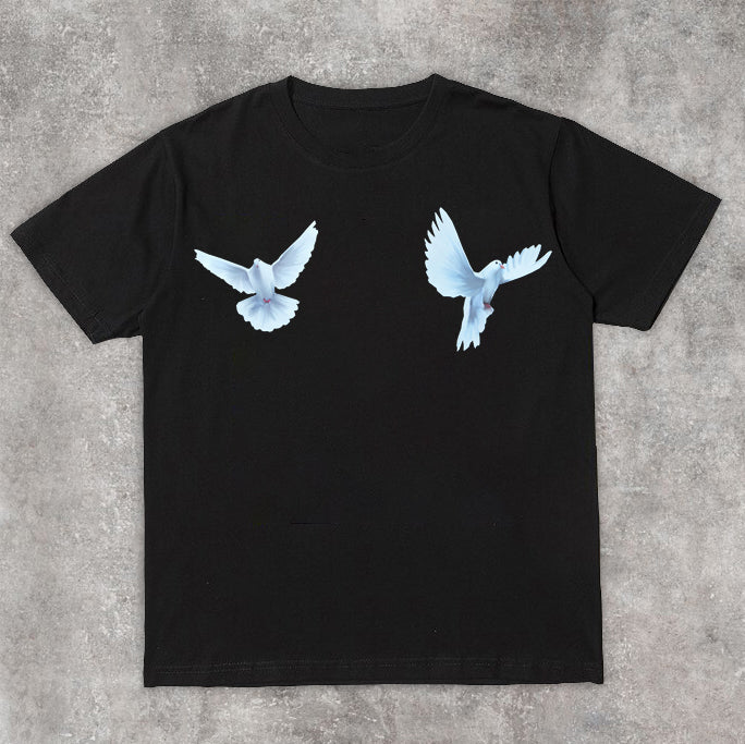 Dove Peace Print Casual Street T-Shirt - boasready