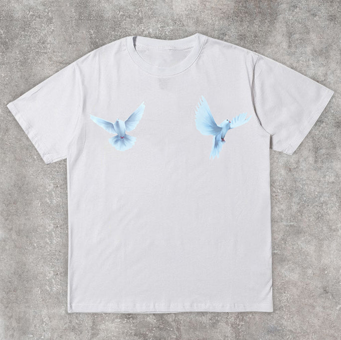 Dove Peace Print Casual Street T-Shirt - boasready