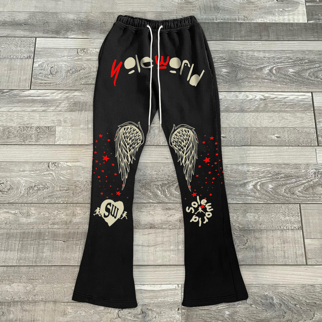 Fashion personality print casual flared trousers