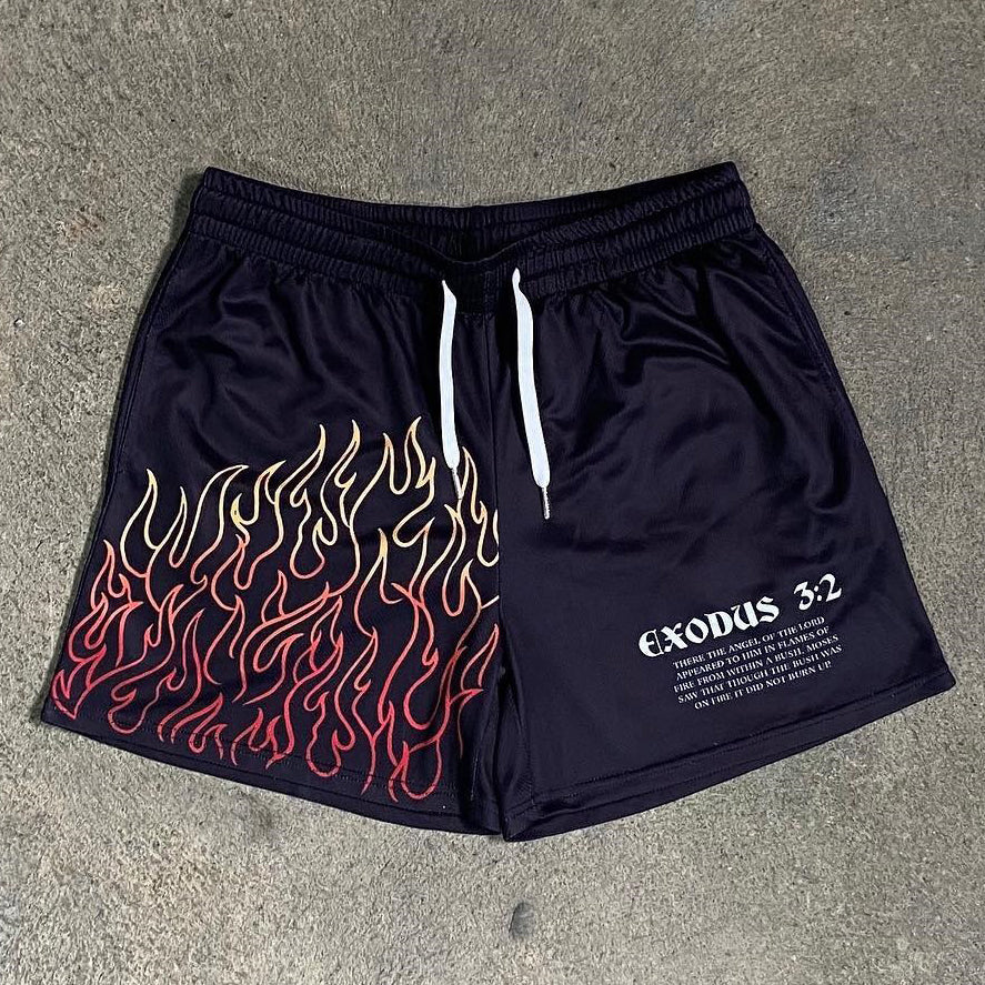 Casual Flame Letters Print Shorts