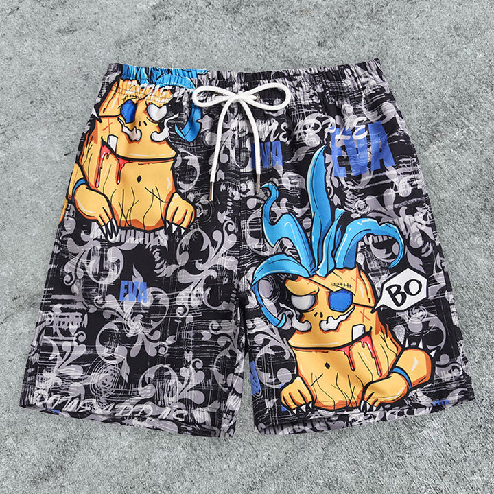 Cartoon Pattern Casual Outdoor Beach Swimming Trunks - boasready