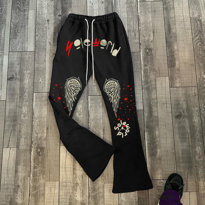 Fashion personality print casual flared trousers