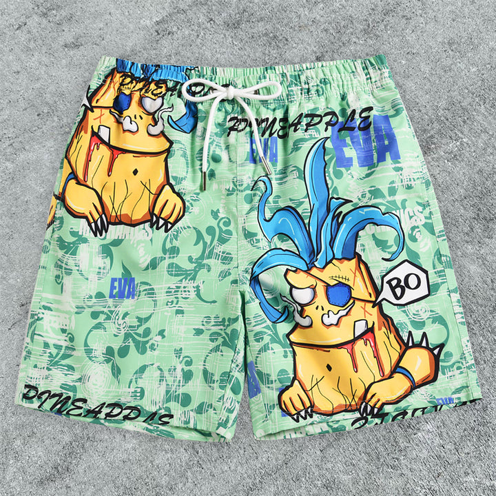 Cartoon Pattern Casual Outdoor Beach Swimming Trunks - boasready