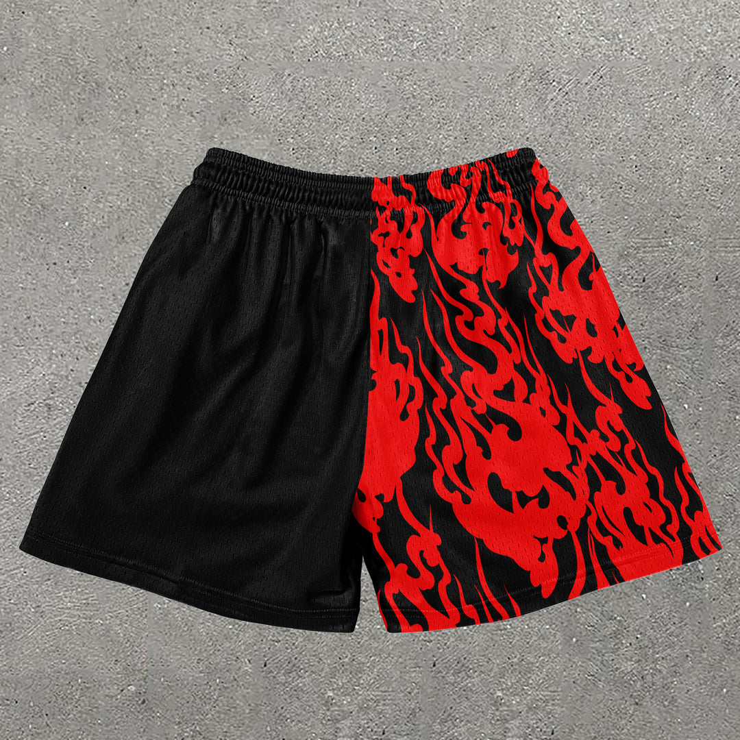 Casual Death Chinese Print Shorts - boasready