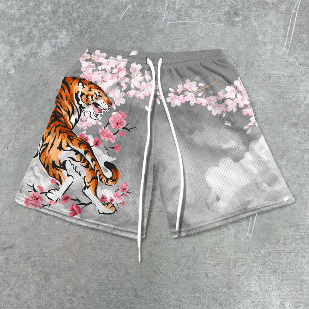 Art Trend Tiger Print Mesh Shorts - boasready