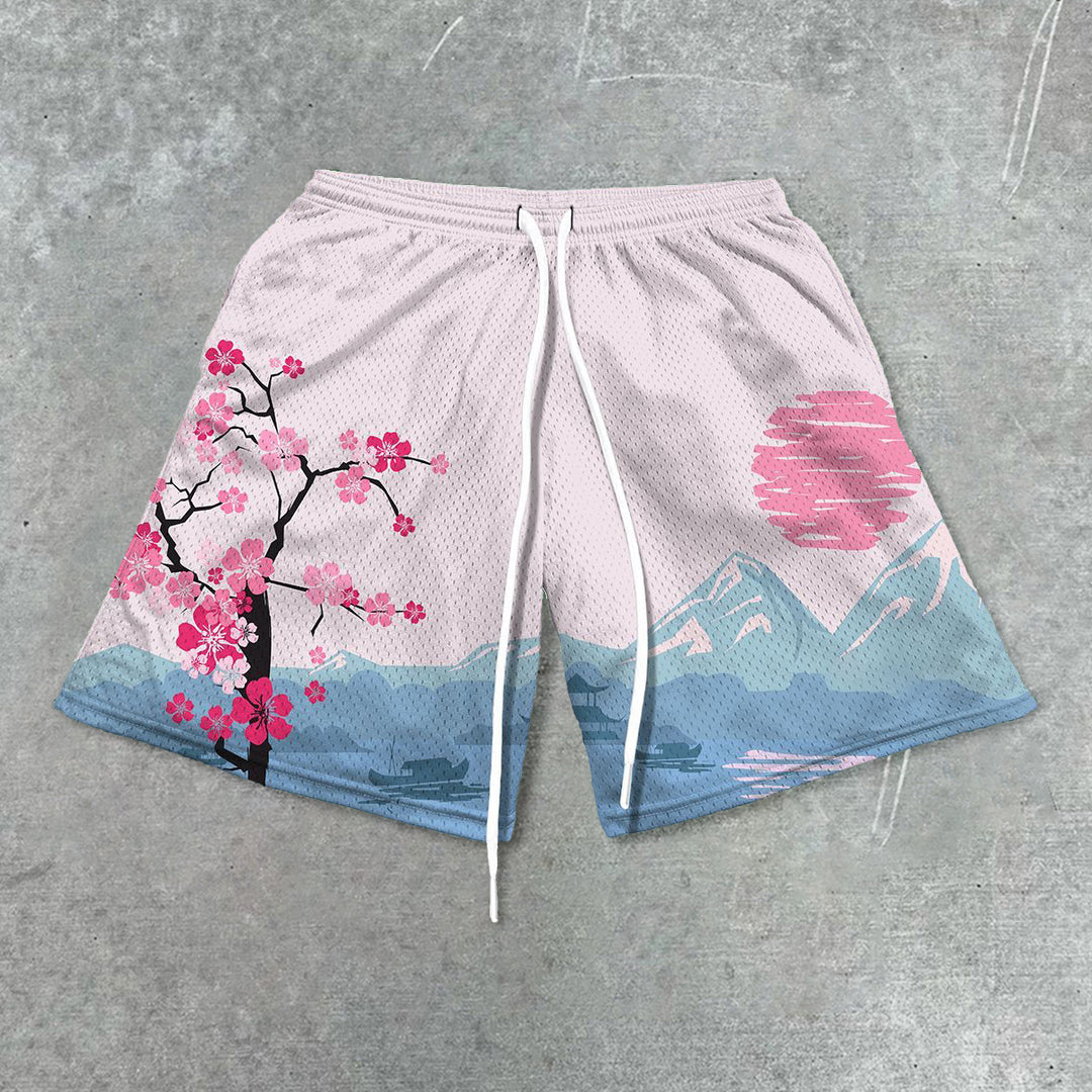 Art-print casual mesh shorts - boasready