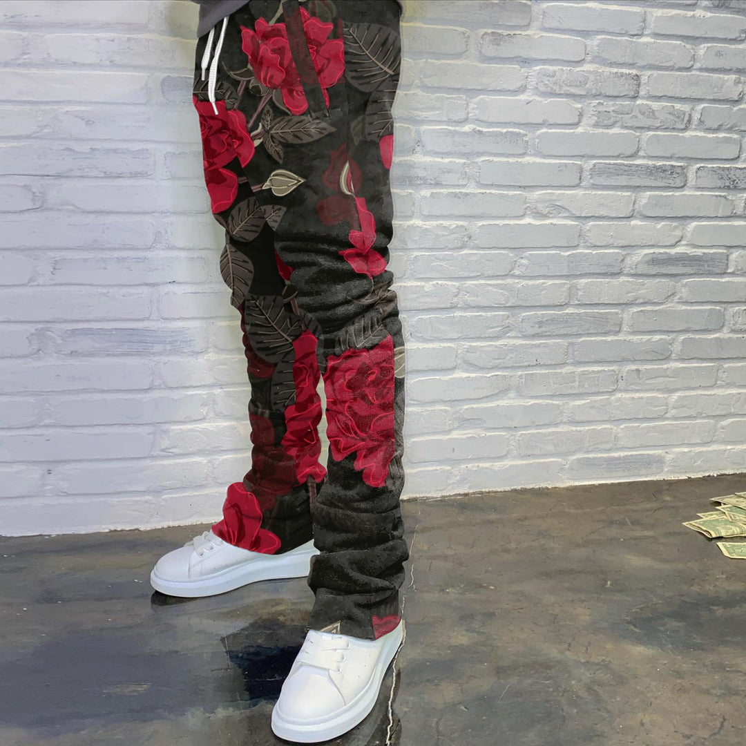 Vintage street style floral pattern track pants - boasready