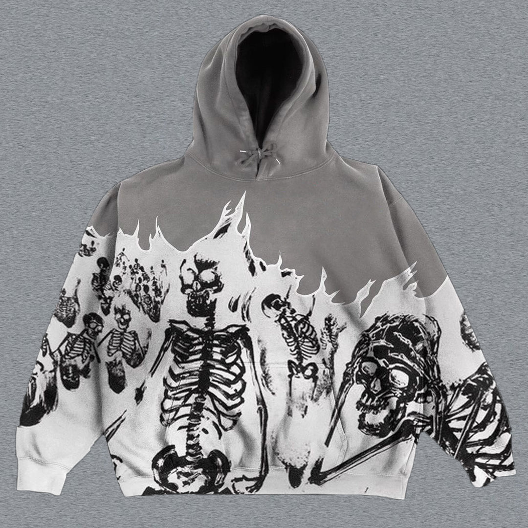 Personality Skull Print Long Sleeve Hoodie - boasready