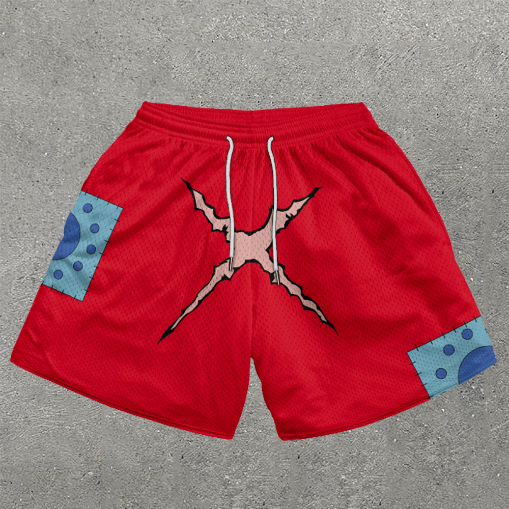 Casual Pirate King Print Mesh Shorts - boasready