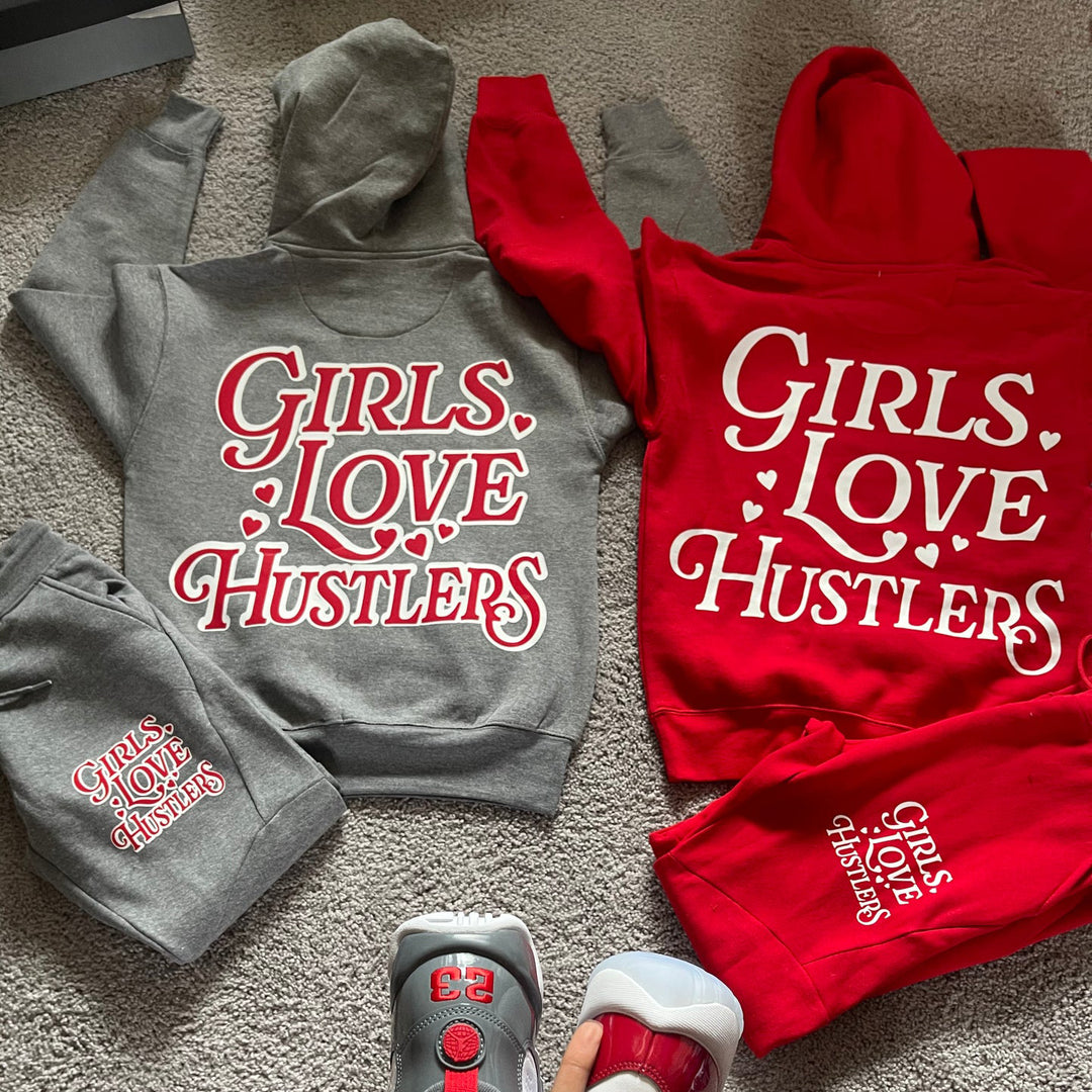 Girls Love Hustlers Print Two-Piece Set - boasready