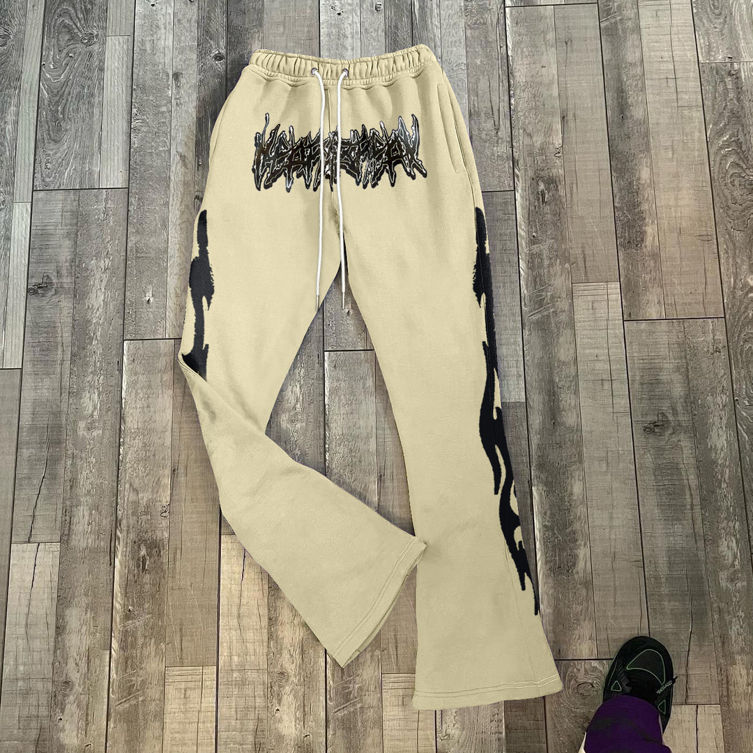 Personalized street style print casual flame flared pants