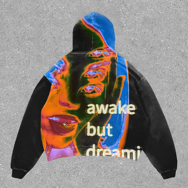 Casual Retro Dream Awakening Print Hoodie