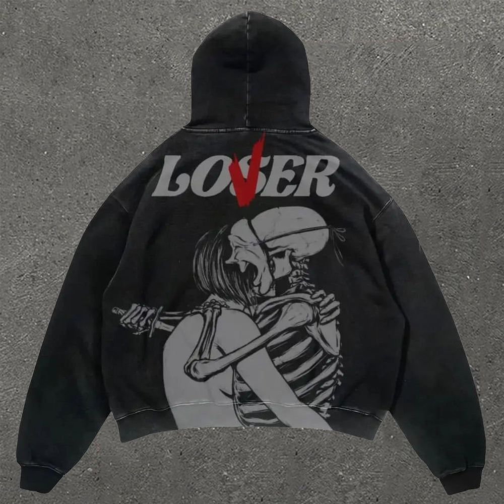 Casual Lover Print Long Sleeve Hoodie - boasready