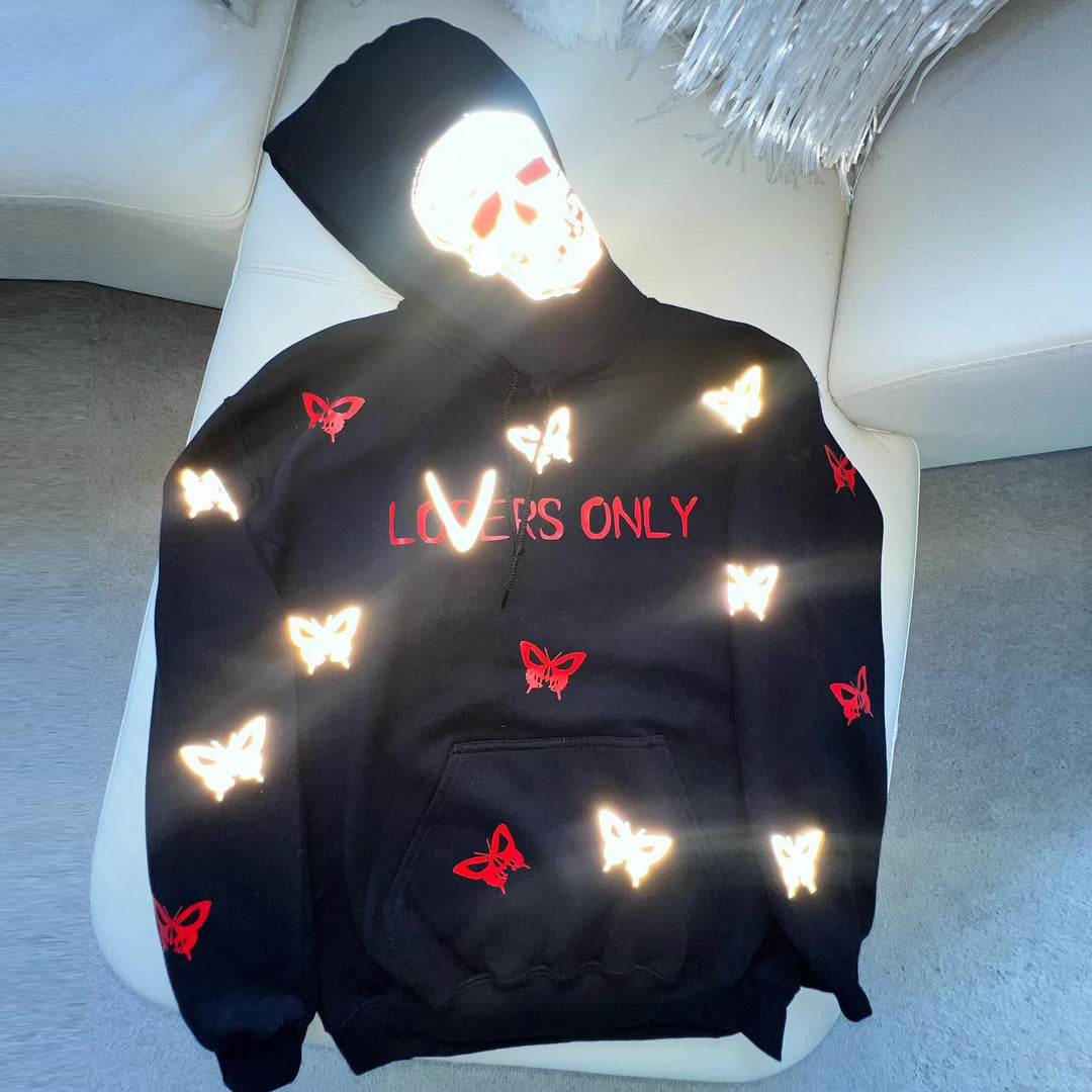 Fashion personality butterfly letter print hoodie