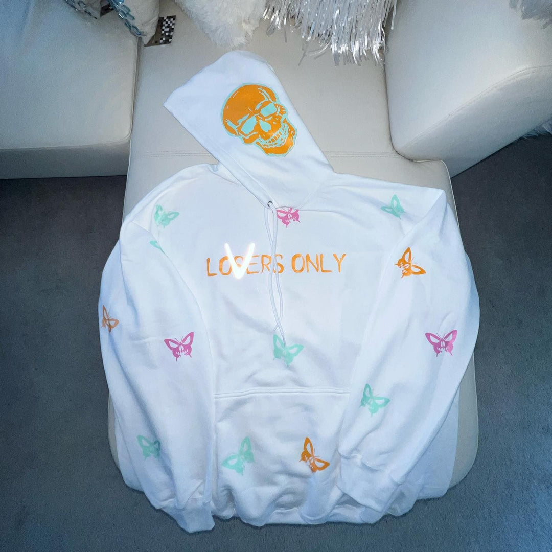 Fashion personality butterfly letter print hoodie