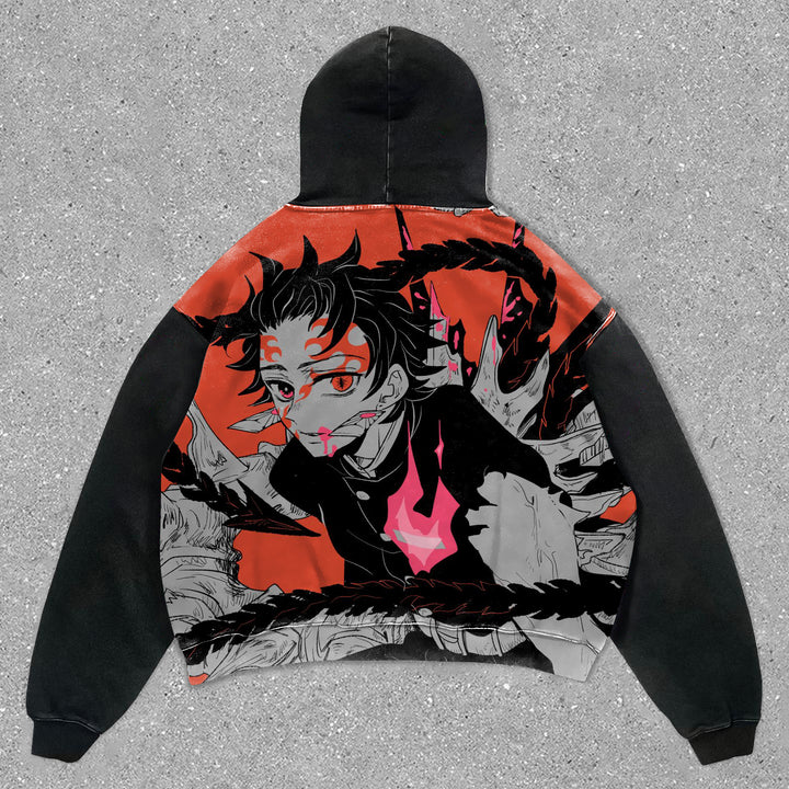 Preppy Anime Print Casual Hoodie - boasready