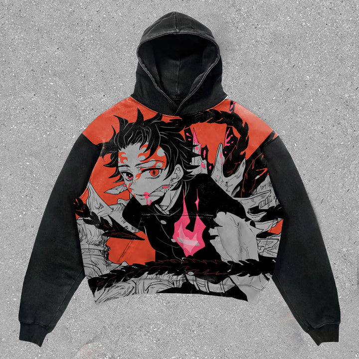 Preppy Anime Print Casual Hoodie - boasready