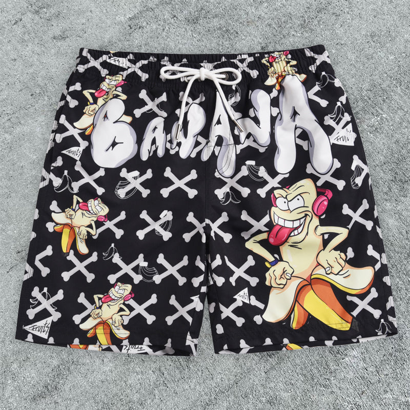 Happy Banana Print Board Shorts - boasready