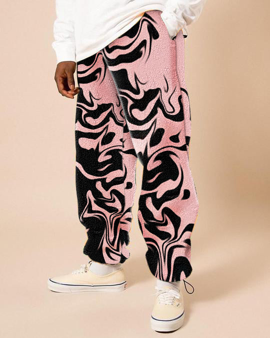 Abstract fashion retro polar fleece trousers - boasready