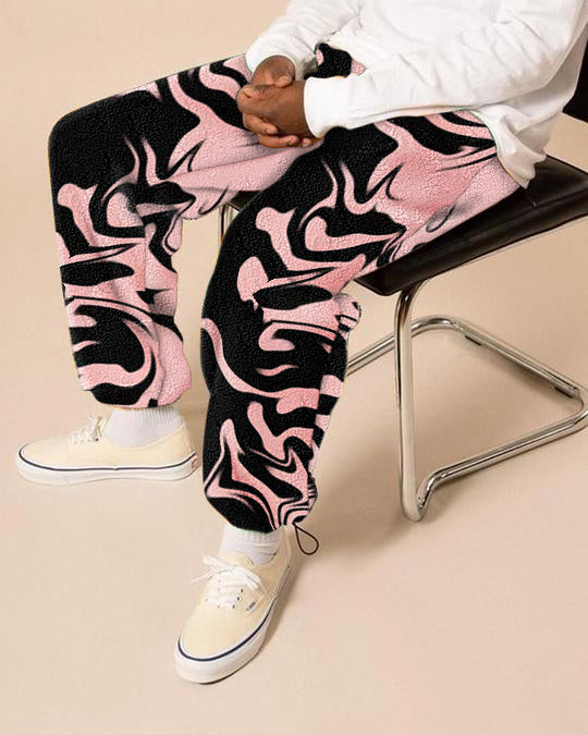 Abstract fashion retro polar fleece trousers - boasready