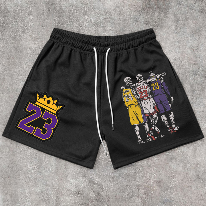 Comfortable Street Basketball Pattern Retro Shorts - boasready