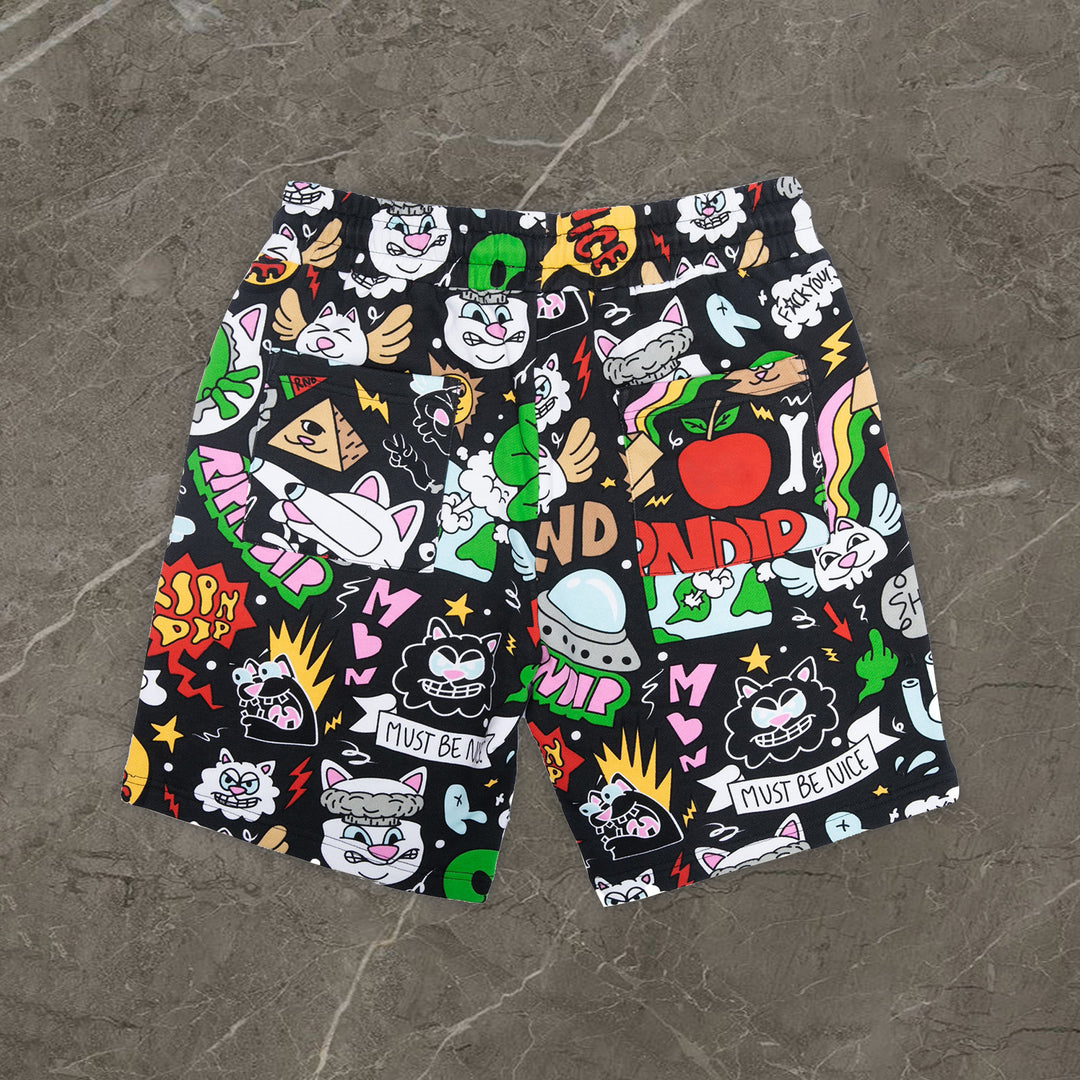 Hip Hop Cartoon Print Board Shorts - boasready