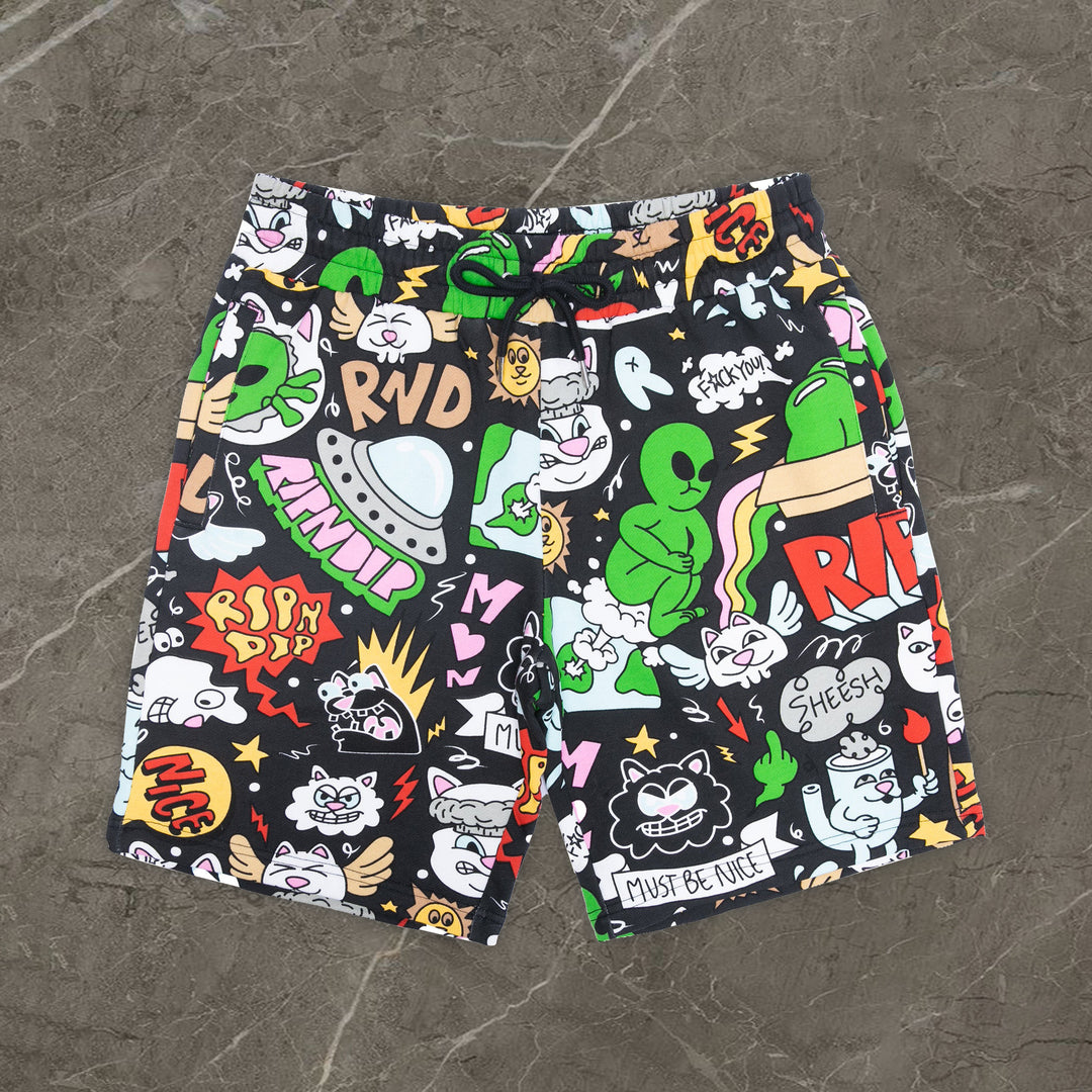 Hip Hop Cartoon Print Board Shorts - boasready