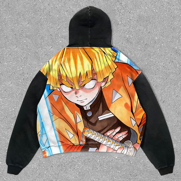 Trendy Personalized Anime Print Street Style Hoodie - boasready