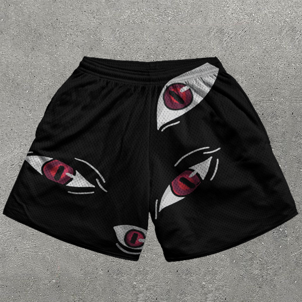 Casual Homunculus Print Mesh Shorts - boasready