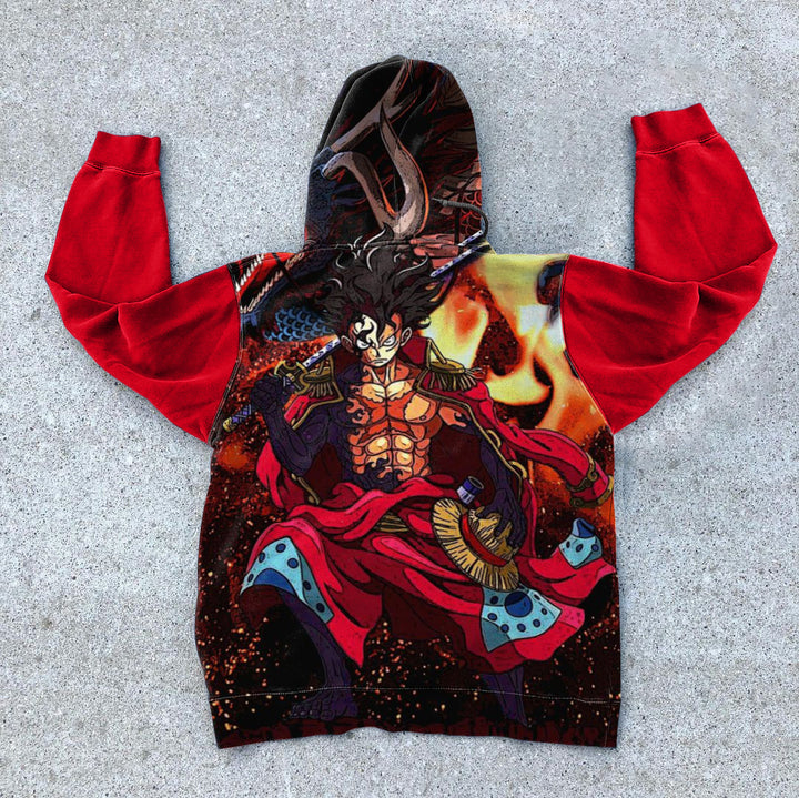 Trendy Color Contrasting One Piece Print Hoodie - boasready