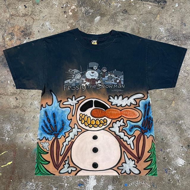 Fashionable funny snowman print T-shirt - boasready