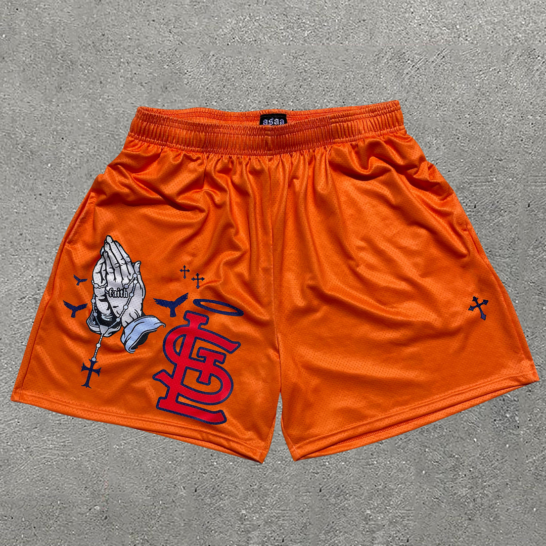 Casual Letters Print Sports Mesh Shorts