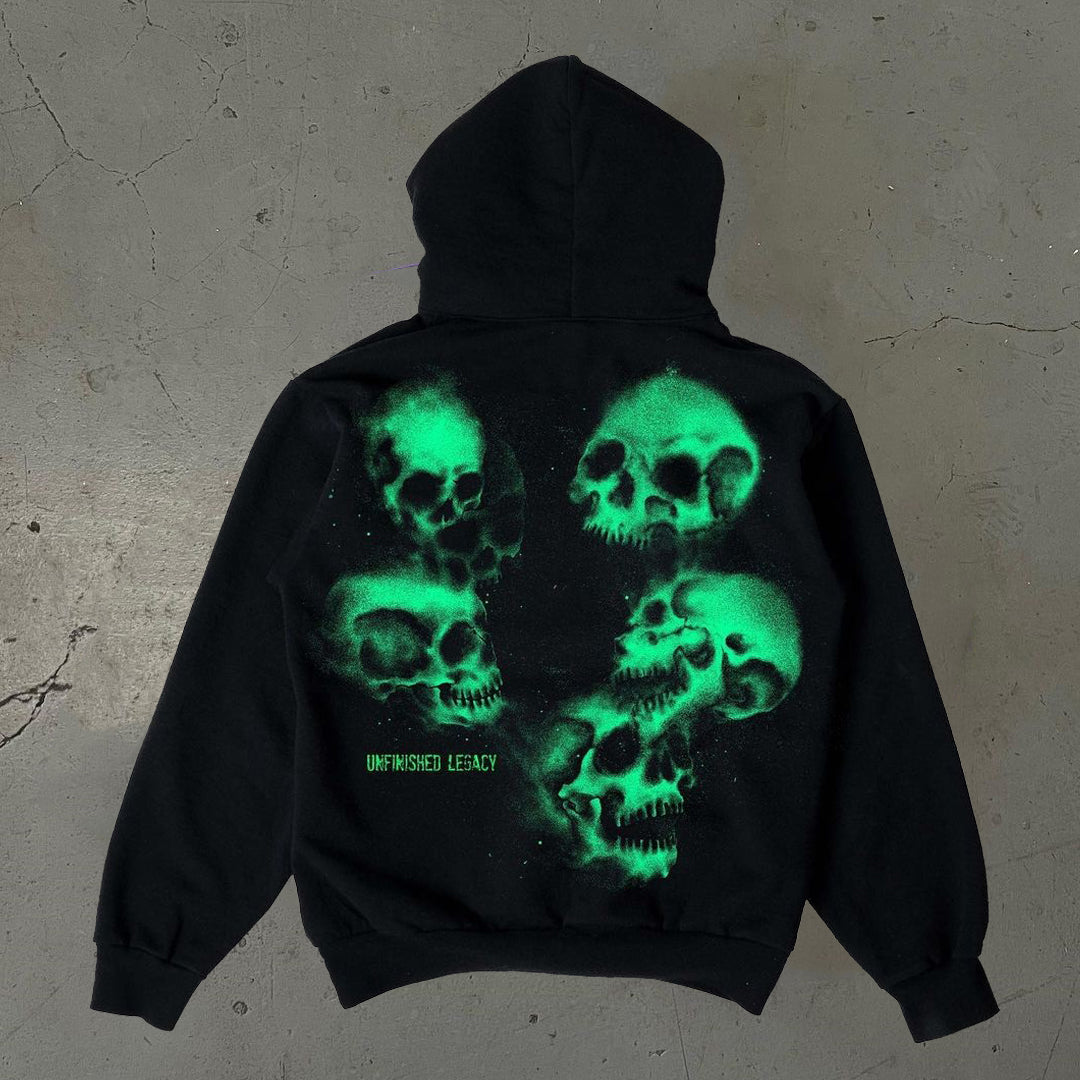 Casual Skull Letters Print Long Sleeve Hoodie - boasready