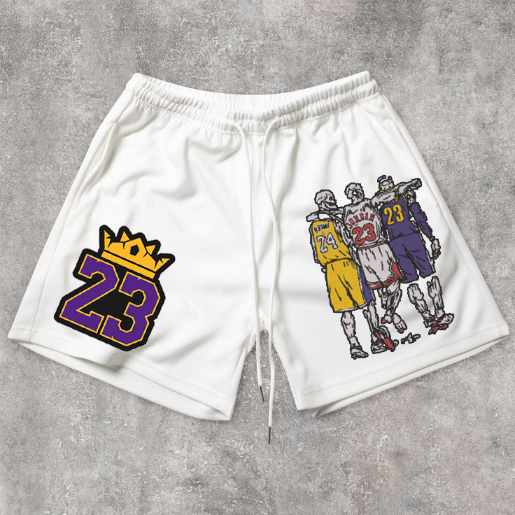 Comfortable Street Basketball Pattern Retro Shorts - boasready