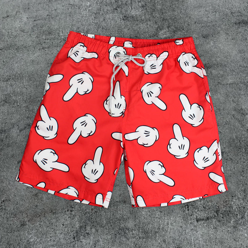 Hip Hop Trendy Cartoon Print Beach Shorts - boasready