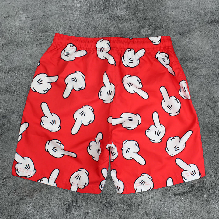 Hip Hop Trendy Cartoon Print Beach Shorts - boasready