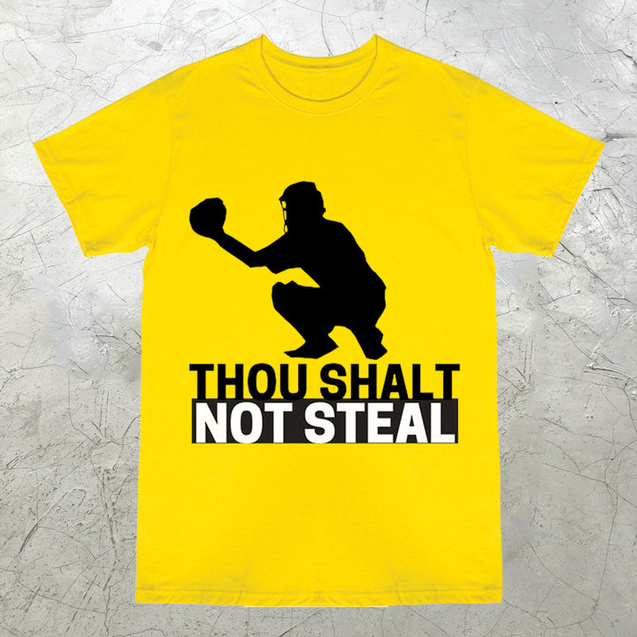 Baseball Catcher Thou Shalt Not Steal Short Sleeve T-Shirt - boasready