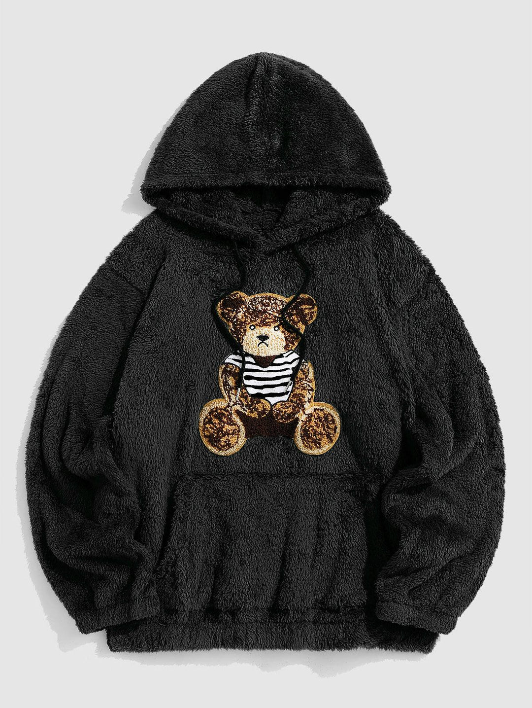 Bear Pullover Hooded Sweatshirt Plush Belted Tracksuit - boasready