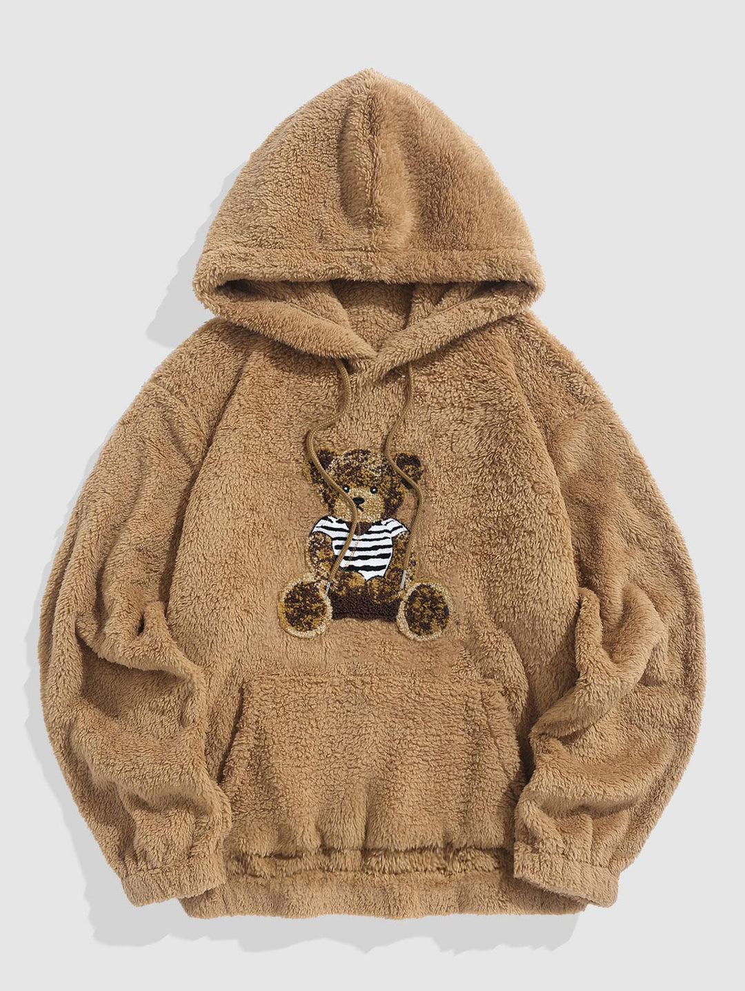 Bear Pullover Hooded Sweatshirt Plush Belted Tracksuit - boasready