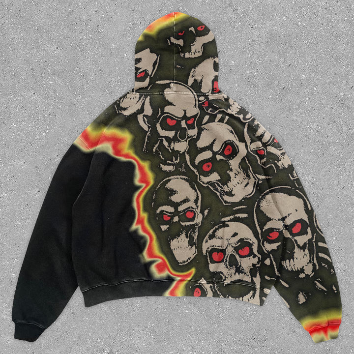 statement skull print street style hoodie