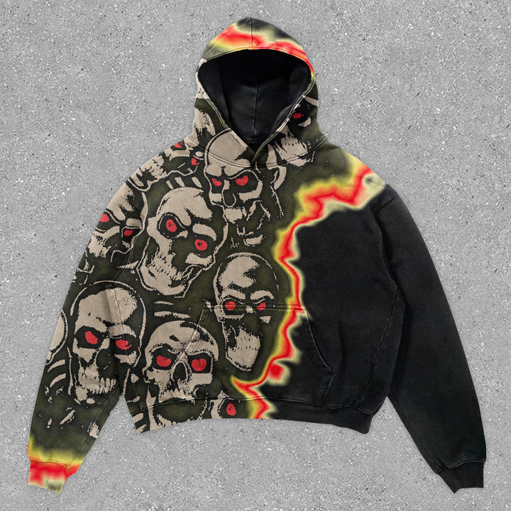 statement skull print street style hoodie