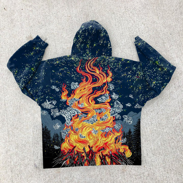 flame butterfly print vintage hoodie - boasready