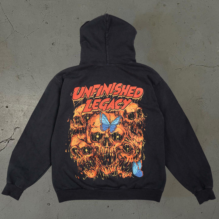 Unfinishedlegacy Skull Print Long Sleeve Hoodie - boasready