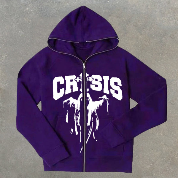 Crisis Print Cardigan Hoodie - boasready