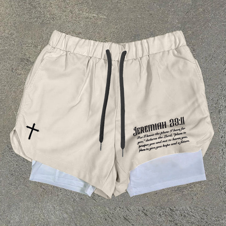 Jeremiah 29:11 Print Double Layer Quick Dry Shorts