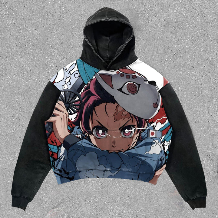 Fashion Anime Preppy Print Long Sleeve Hoodie - boasready