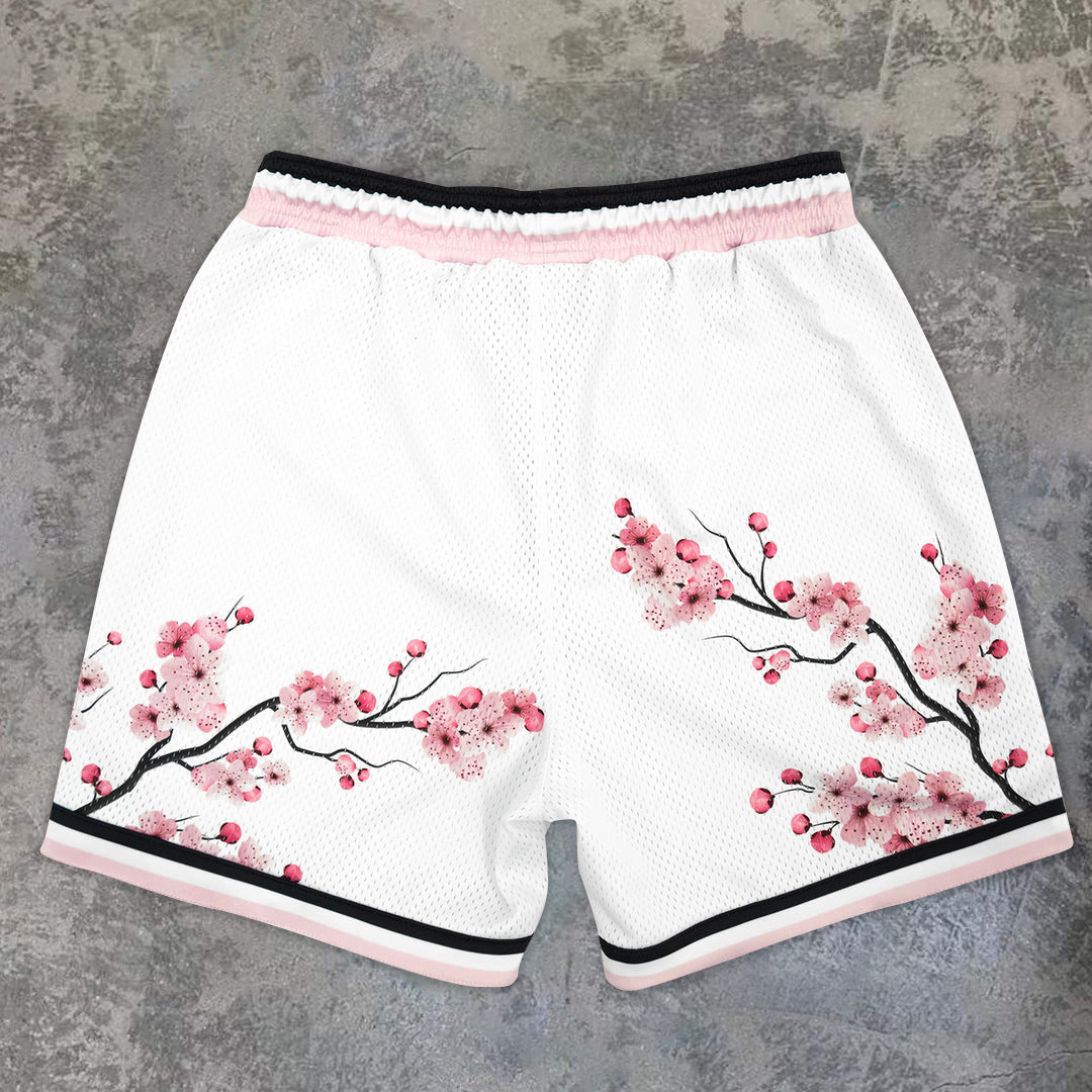 Casual Art Flower Fashion Loose Mesh Sports Shorts - boasready