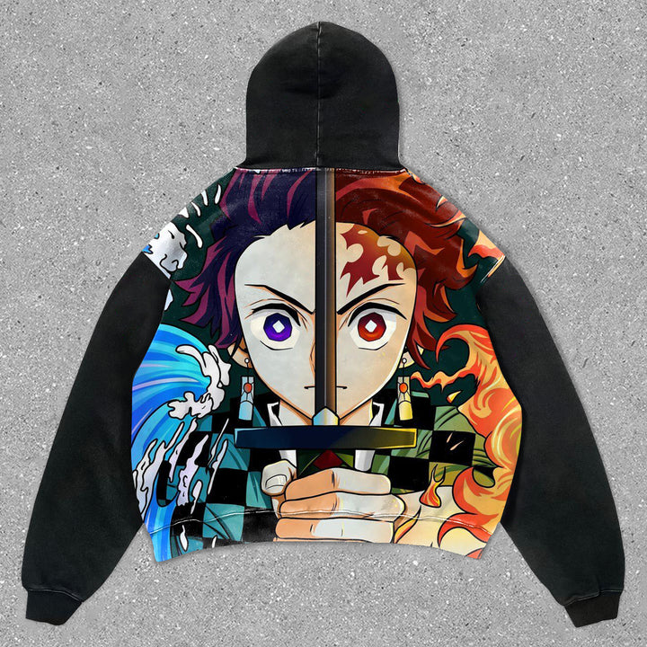 Trendy Anime Preppy Print Hoodie - boasready