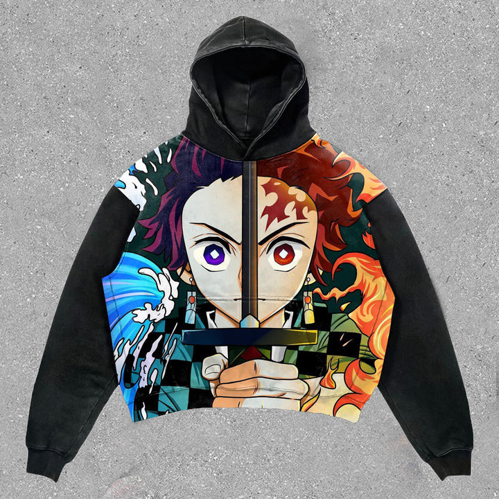 Trendy Anime Preppy Print Hoodie - boasready