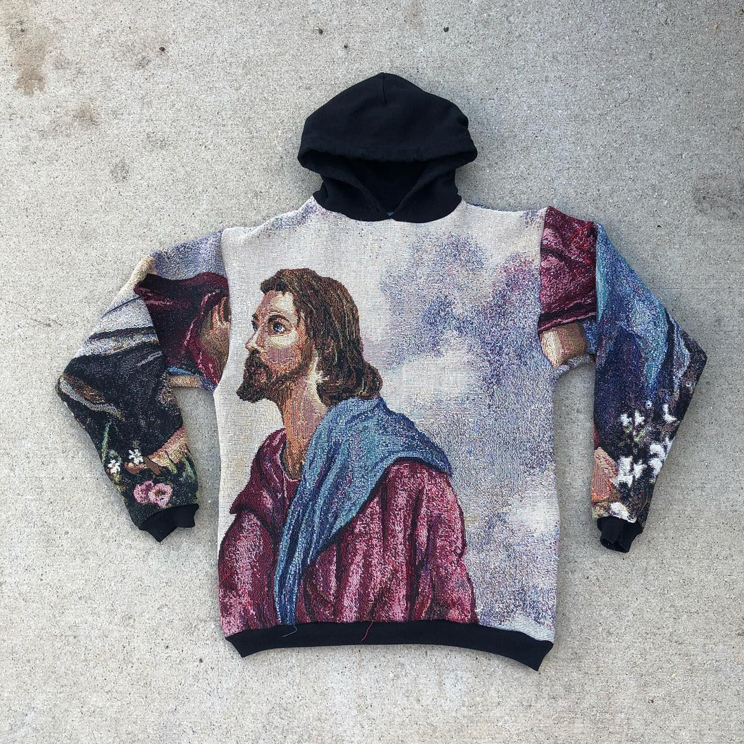 Trendy Retro Celestial Print Hoodie - boasready